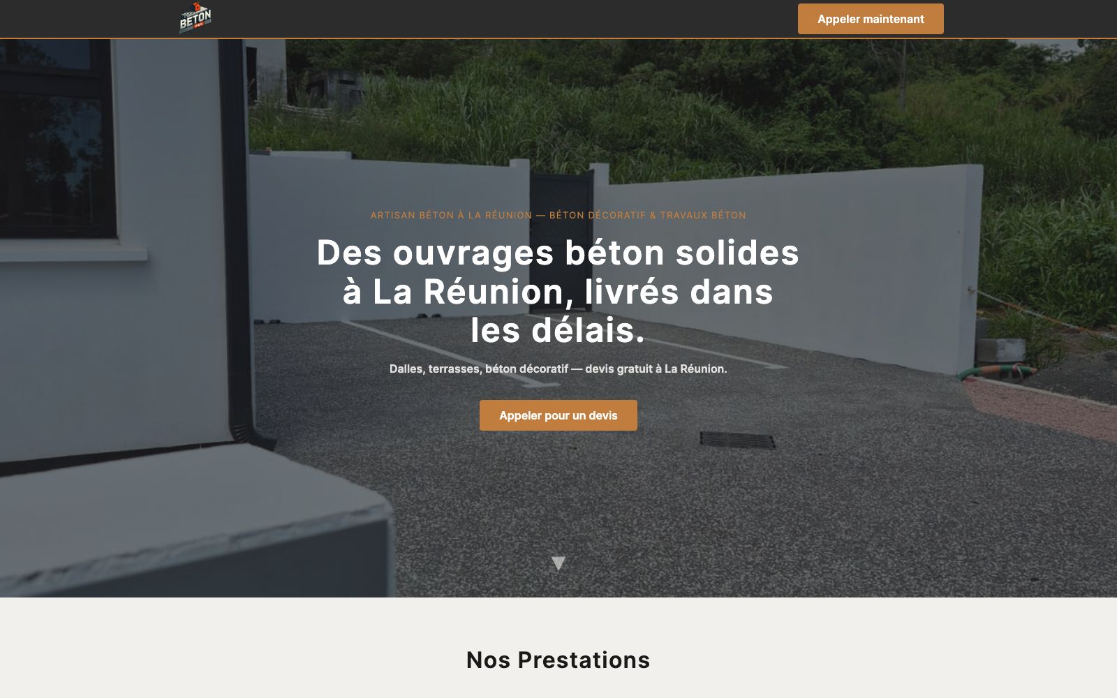 Aperçu du site BétonPro — entreprise béton à La Réunion